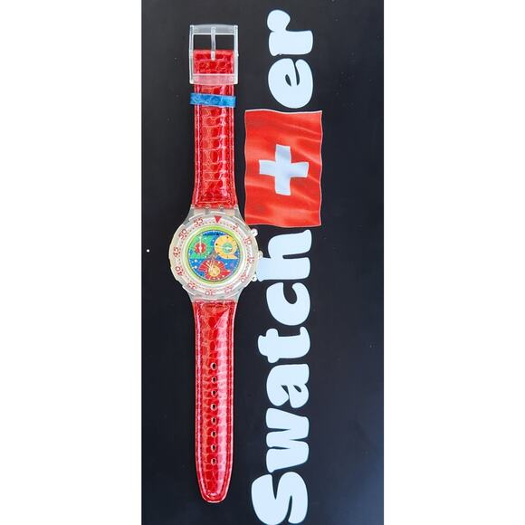 Swatch Chronograph watch LILLIBETH SBK104 1994 Aquachrono New old stock - Picture 5 of 10